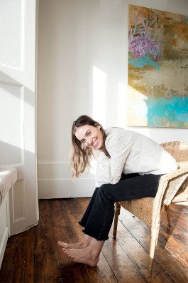 portrait photography of a young woman in interior, sunlight artist fashion designer natural light 