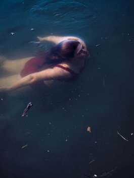 swimmer underwater in river, artistic photography, personal project 