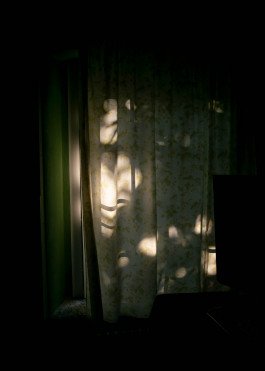 interior photography, curtain with sunlight 