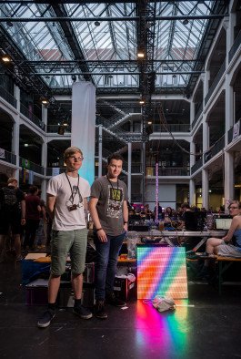 portrait photography of two young men in ZKM, editorial photography, reportage 