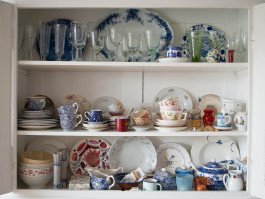 porcelain cabinet interior photography detail 